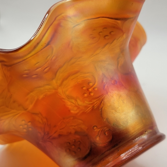 VTG Carnival Glass Ruffled Compote | Marigold | Fenton? - Picture 4 of 13